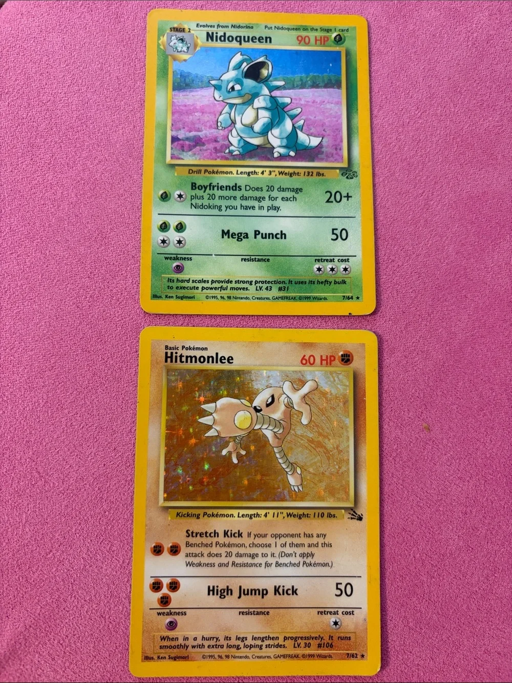 Pokemon Yellow Nidoqueen & Hitmonlee Trading Cards